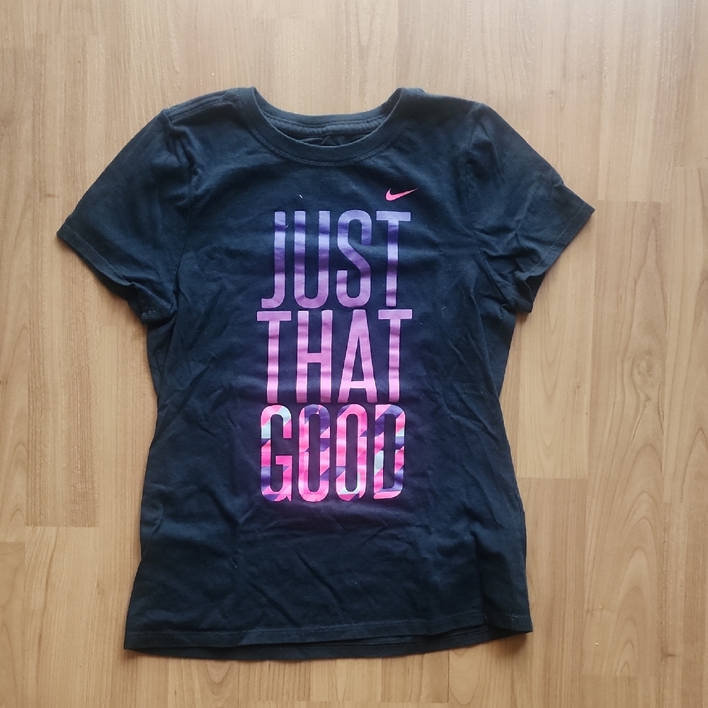 Nike Kids Black and Pink Graphic T-Shirt